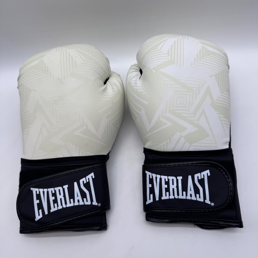 Everlast Boxing Training Gloves White Grey Geometric Pattern 14oz Evercool